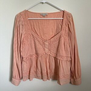 American Eagle Outfitters Peach Lace Blouse